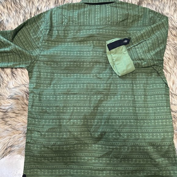 Mens Tranquility Mayhem Green Black Suede Shirt Quarter Sleeve Button Top Med - Picture 7 of 7
